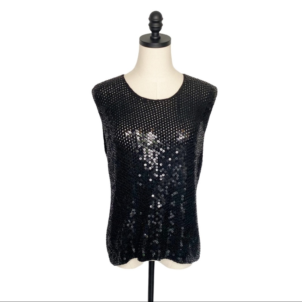 Zelda Stretch Crochet Silk Sequin Tank SZ L